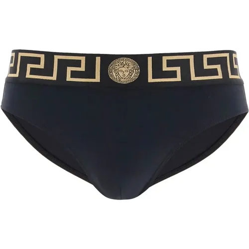 Lycra Swim Briefs with Greca Motif , male, Sizes: XL - Versace - Modalova