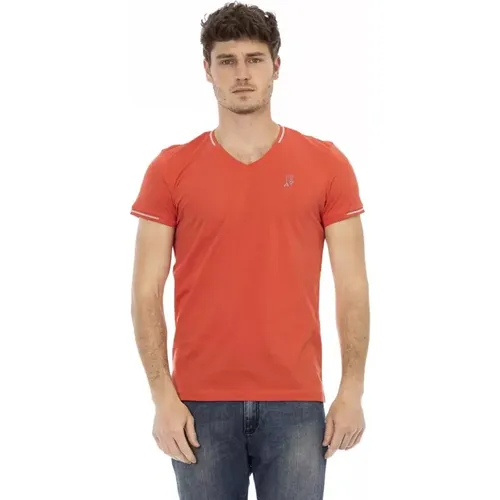 V-Ausschnitt T-Shirt , Herren, Größe: XL - Trussardi - Modalova