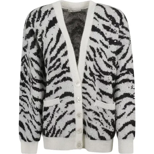 Cardigans, female, , Size: 2XS Zebra Knit Cardigan Ss24 - Alessandra Rich - Modalova