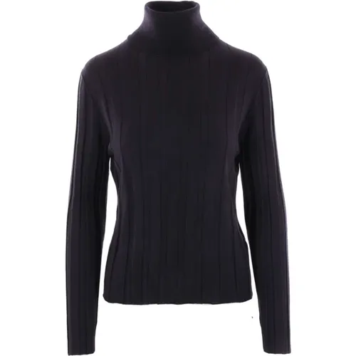 Blauer Rippstrickpullover , Damen, Größe: M - allude - Modalova