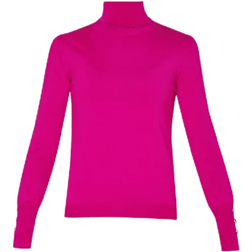 Turtlenecks, female, , Size: L Shocking Magenta Knit Sweater - Liu Jo - Modalova