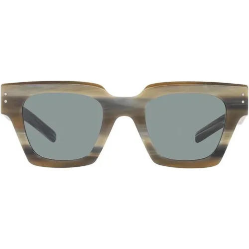 Striped Grey Horn Sunglasses , male, Sizes: 48 MM - Dolce & Gabbana - Modalova