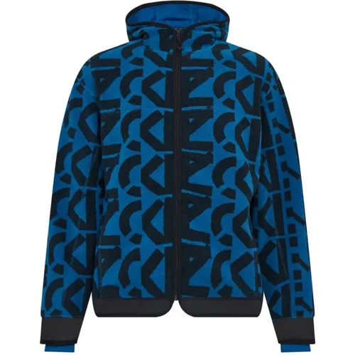 Zip-throughs, male, , Size: S Monogram Zipped Hoodie Ink Sweatshirt - Kenzo - Modalova