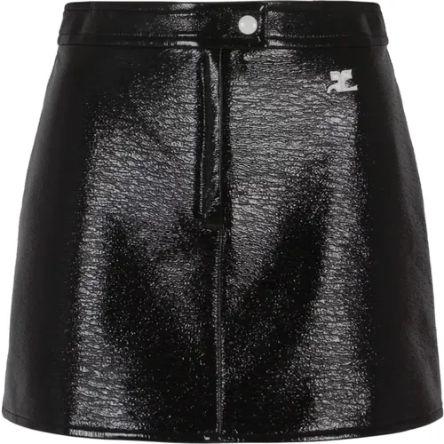 Schwarzer Vinyl Mini Rock,Skirts - Courrèges - Modalova