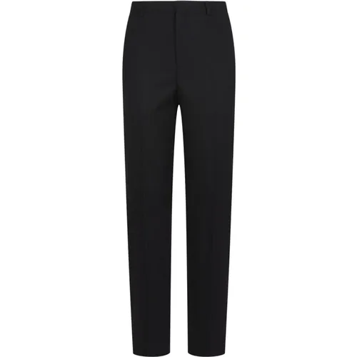 Suit Trousers, male, , Size: L High Waist Wool Pants with Striped Motif - Saint Laurent - Modalova