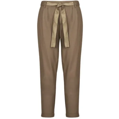 Karierte Lyrex Gürtel Chino Hose Braun - Only - Modalova