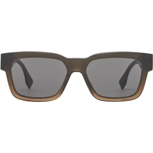 Quadratische Acetat-Sonnenbrille in Braun Transparent , Damen, Größe: 53 MM - Fendi - Modalova