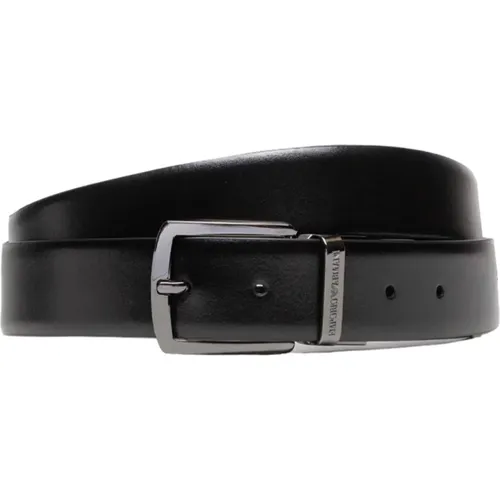 Belts, male, , Size: ONE SIZE Reversible Leather Belt - Emporio Armani - Modalova