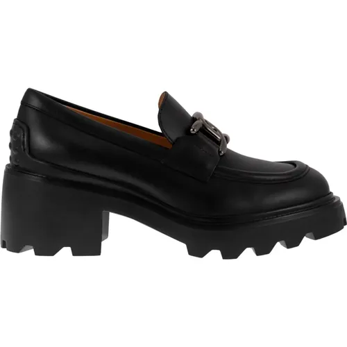 High Leather Loafer with Metal Chain Strap , female, Sizes: 7 UK, 3 UK, 6 UK, 5 1/2 UK, 4 1/2 UK, 3 1/2 UK, 5 UK, 4 UK - TOD'S - Modalova