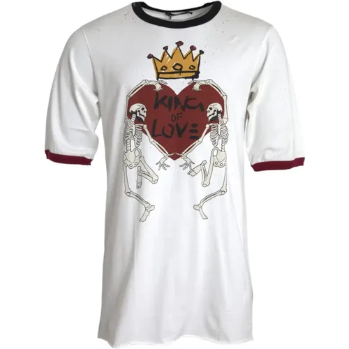 King of Love Cotton T-Shirt , male, Sizes: S - Dolce & Gabbana - Modalova