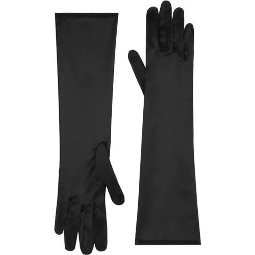 Schwarze Seidenellenbogenlange Handschuhe , Damen, Größe: M - Dolce & Gabbana - Modalova