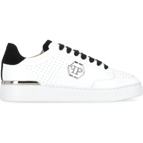Leather Sneakers with Metallic Logo , male, Sizes: 10 UK, 8 UK, 7 UK - Philipp Plein - Modalova