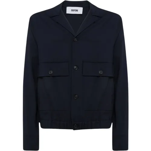 Wool Jacket with Button Closure and Patch Pockets , male, Sizes: L - Mauro Grifoni - Modalova