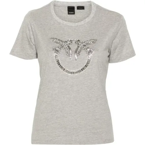 Love Birds Crystal T-shirt , Damen, Größe: L - pinko - Modalova