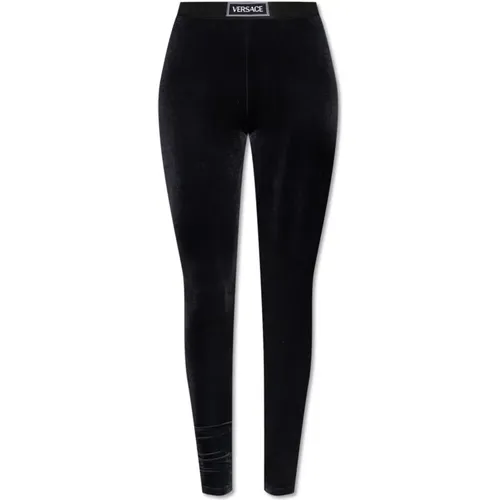 Leggings, female, , Size: XS Velvet leggings - Versace - Modalova