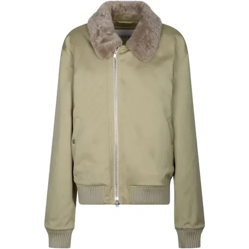 Shearling Collar Bomber Jacket , female, Sizes: L, M - Burberry - Modalova