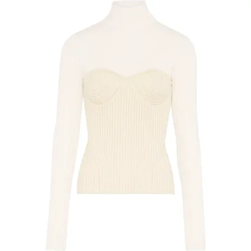 Turtlenecks, female, , Size: M Ribbed Wool Turtleneck Sweater - Jean Paul Gaultier - Modalova