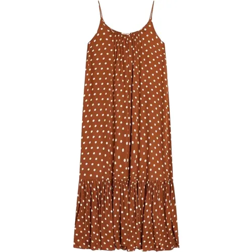 Polka Dot Long Dress with Thin Straps , female, Sizes: 2XS, S, XS - Semicouture - Modalova