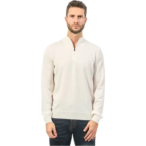 Weißer V-Ausschnitt Pullover Exklusive Details , Herren, Größe: 2XL - Hugo Boss - Modalova