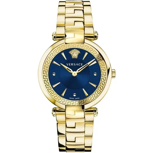Analog Edelstahl Gold Uhr Blau - Versace - Modalova