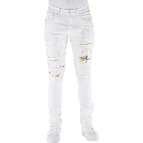 Schwere Reparatur Jeans mit Karo Patch , Herren, Größe: W33 - Purple Brand - Modalova