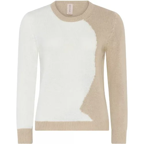 Beiger O-Neck Pullover mit Kontrastbluse , Damen, Größe: M - Skovhuus - Modalova