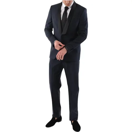 Single Breasted Suits, male, , Size: M Single-Breasted Tuxedo Suit - Tagliatore - Modalova