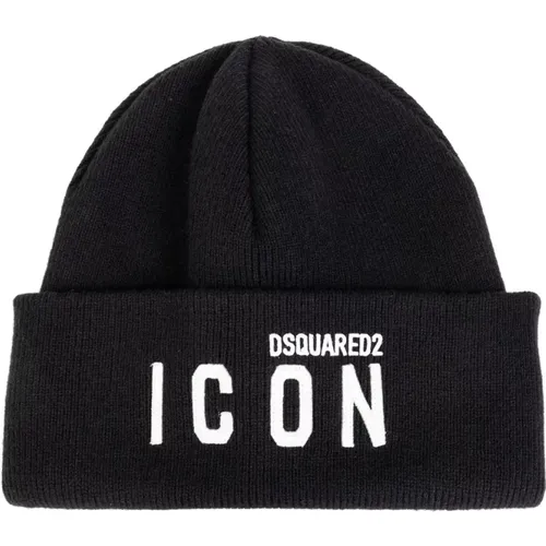 Beanies, male, , Size: ONE SIZE Wool Knitted Beanie Hat - Dsquared2 - Modalova