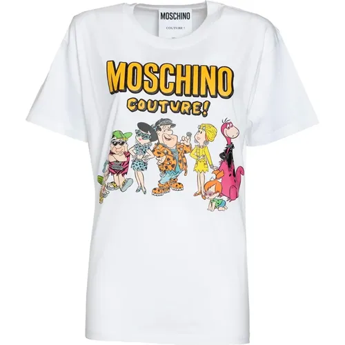 Flinstones Theme Oversized Tshirt , female, Sizes: XS, S - Moschino - Modalova