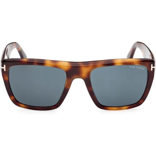 Klassische Quadratische Sonnenbrille Blaue Gläser , unisex, Größe: 55 MM - Tom Ford - Modalova