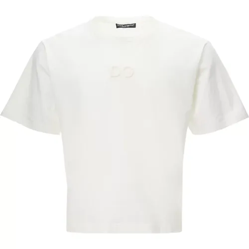 Logo Cotton T-Shirt , male, Sizes: M - Dolce & Gabbana - Modalova
