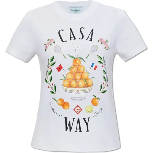Bedrucktes T-Shirt , Damen, Größe: 2XS - Casablanca - Modalova