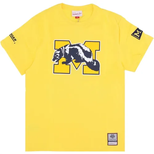 T-Shirts, male, , Size: M Michigan Wolverines Basketball Team T-Shirt - Mitchell & Ness - Modalova