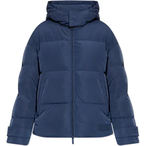 Down Jackets, female, , Size: XS Down jacket with detachable hood - Emporio Armani - Modalova