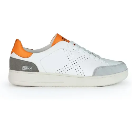 Sneakers, male, , Size: 7 US White Sneakers with Orange Heel - Munich - Modalova