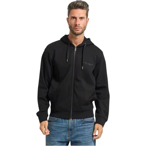 Zip-throughs, male, , Size: S Fullzip Hooded Sweatshirt with Pockets - Armani Exchange - Modalova