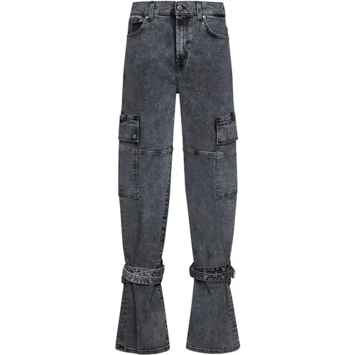Grey Denim Wide Leg Jeans , female, Sizes: W25, W28, W27, W26, W24, W29 - 7 For All Mankind - Modalova