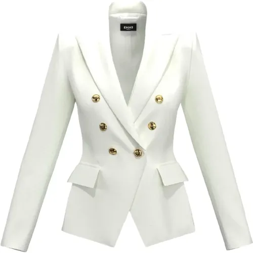 Blazers, female, , Size: M Cream Blazer Foglia1 - Marella - Modalova