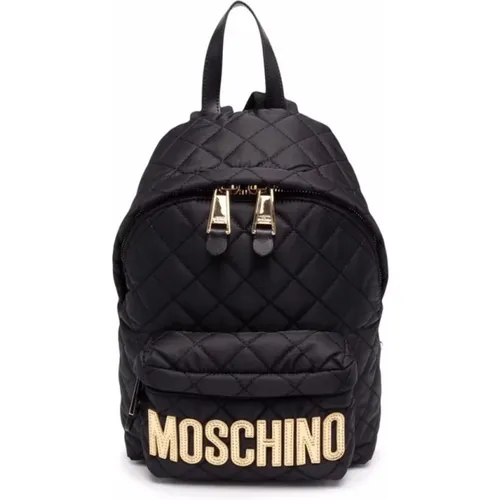 Quilted Jet- Logo-Plaque Backpack , female, Sizes: ONE SIZE - Moschino - Modalova