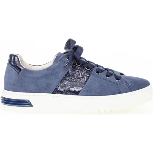 Blaue Wildleder Komfort Sneakers , Damen, Größe: 37 1/2 EU - Gabor - Modalova