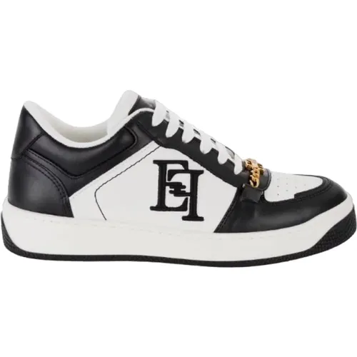 Weiße flache Schuhe mit Baumwollschnürsenkeln , Damen, Größe: 35 EU - Elisabetta Franchi - Modalova
