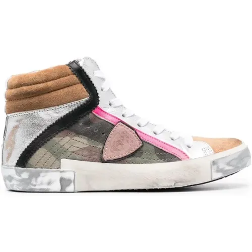 Stylish Army Green High-Top Sneakers , female, Sizes: 6 UK, 4 UK, 7 UK - Philippe Model - Modalova