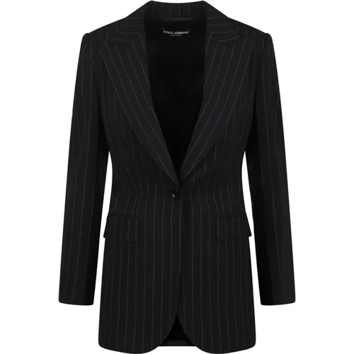 Blazers, female, , Size: M Striped Blazer with Long Sleeves - Dolce & Gabbana - Modalova