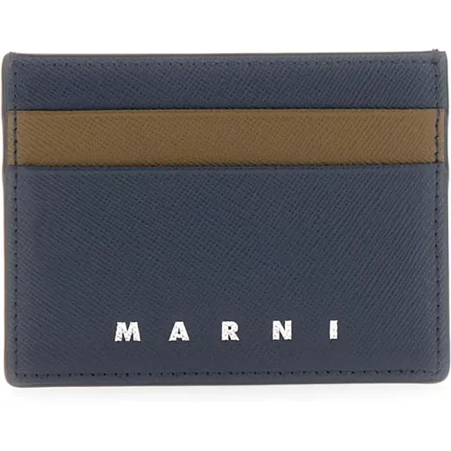 Klassische Leder Brieftasche,Zweifarbiger Lederkartenhalter - Marni - Modalova