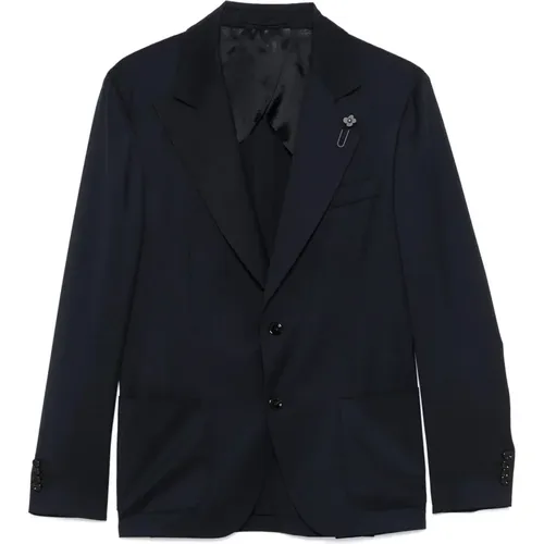 Blazers, male, , Size: M Midnight Wool Blazer with Vents - Lardini - Modalova