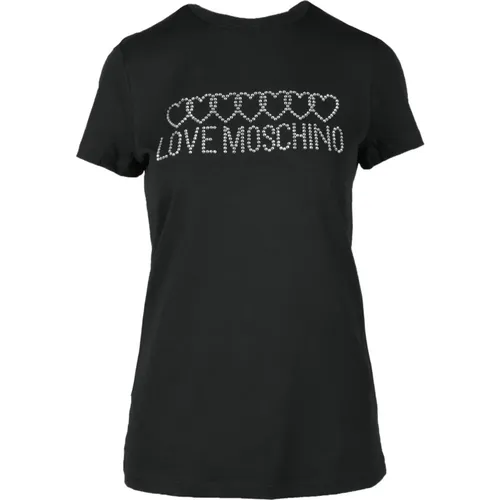 T-Shirts, female, , Size: 2XS Cotton Spandex T-shirt - Love Moschino - Modalova