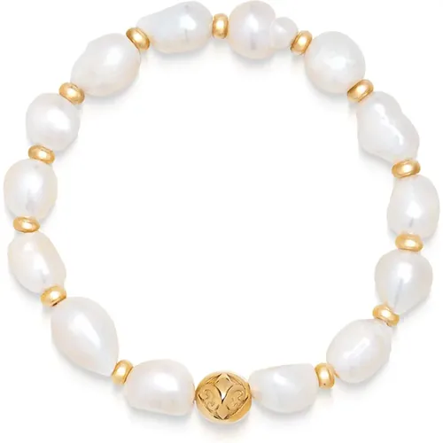 Baroque Pearl Wristband Gold Plated , female, Sizes: M, S, XS - Nialaya - Modalova