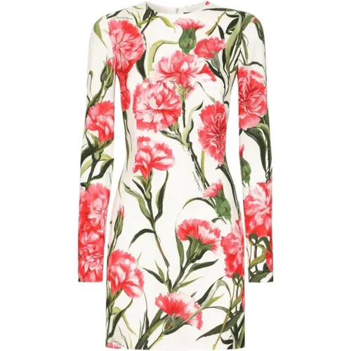 Floral Print Silk Blend Dress , female, Sizes: S, XS - Dolce & Gabbana - Modalova