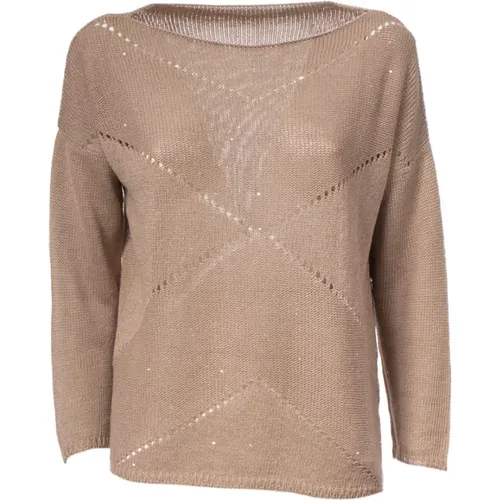 Linen and Cotton Knit Sweater , female, Sizes: XL, XS - Le Tricot Perugia - Modalova