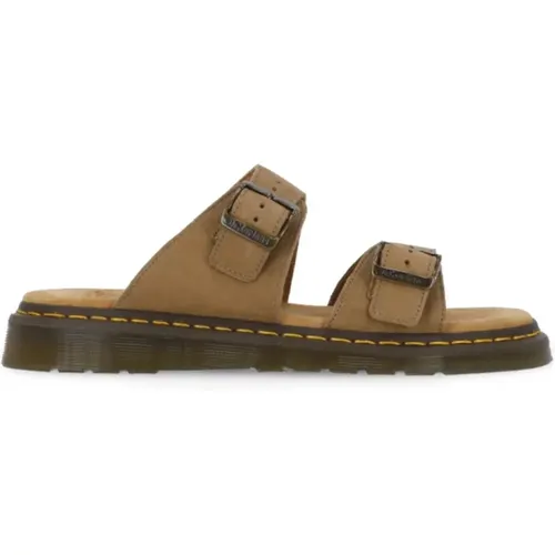 Sliders, male, , Size: 10 1/2 US Leather Sandals with Round Toe - Dr. Martens - Modalova